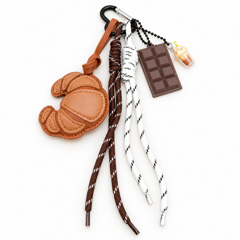 Little Bunny Bag Charm: Croissant & Chocolate Bar