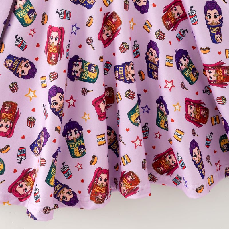 K-Pop Demon Hunters! (Long Sleeve Twirl Dress Print 1)