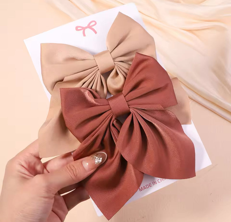 A Beautiful Set of Big Bows (taupe and rust)