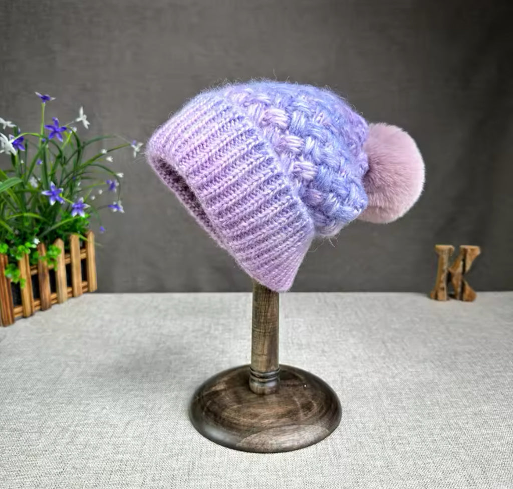 Sleigh Ride Supremely Soft Pom Hat (mermaid knit lavender & lilac)