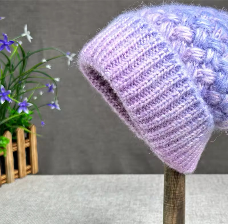 Sleigh Ride Supremely Soft Pom Hat (mermaid knit lavender & lilac)