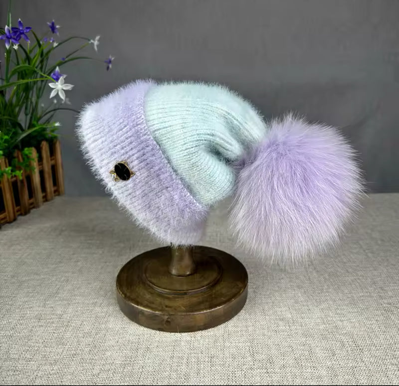 Sleigh Ride Supremely Soft Pom Hat (mermaid knit lavender & lilac)