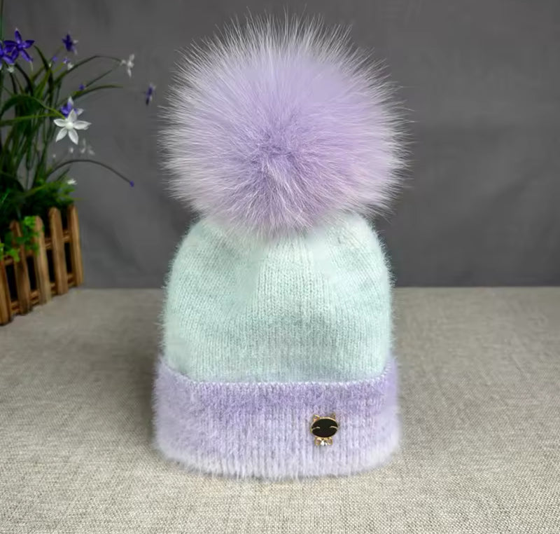 Sleigh Ride Supremely Soft Pom Hat (mermaid knit lavender & lilac)