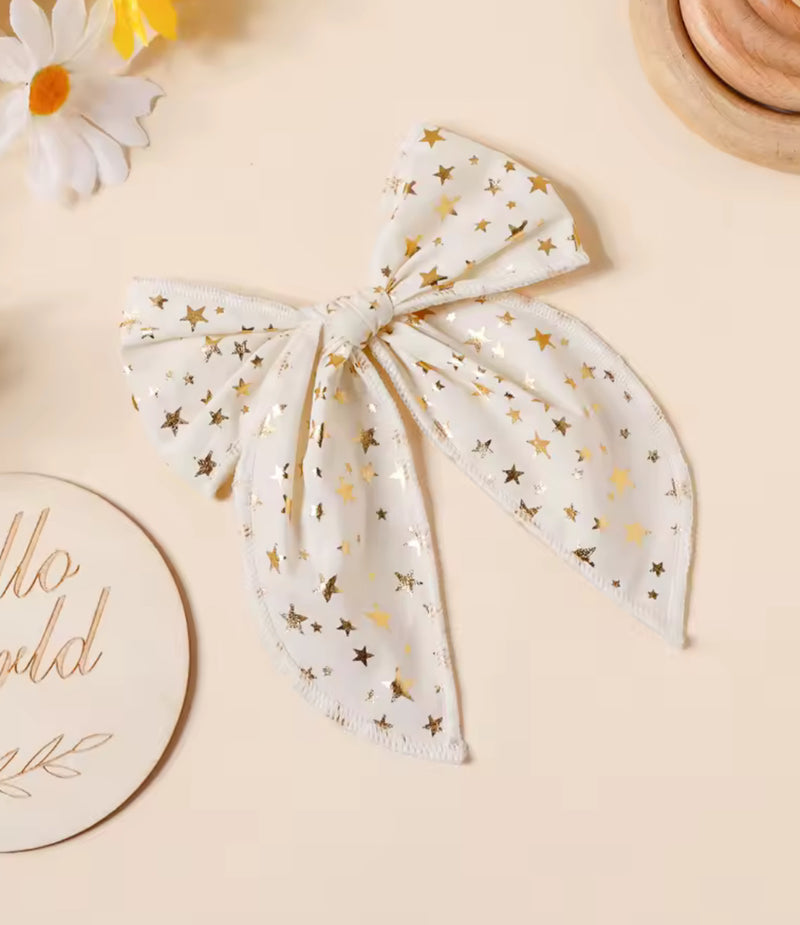 Believe Bow (ivory & gold stars)
