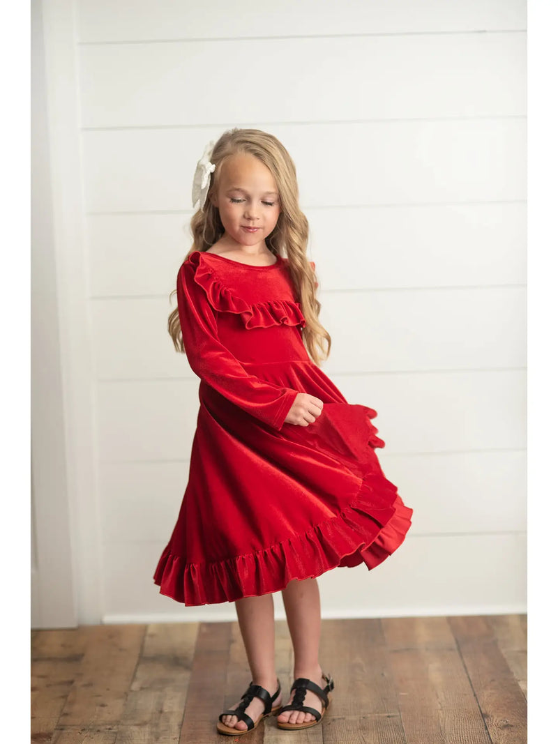 Rockin’ Around the Tree Twirl Dress (true red)