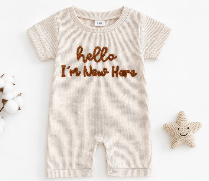 Hello, World Waffle Knit Romper