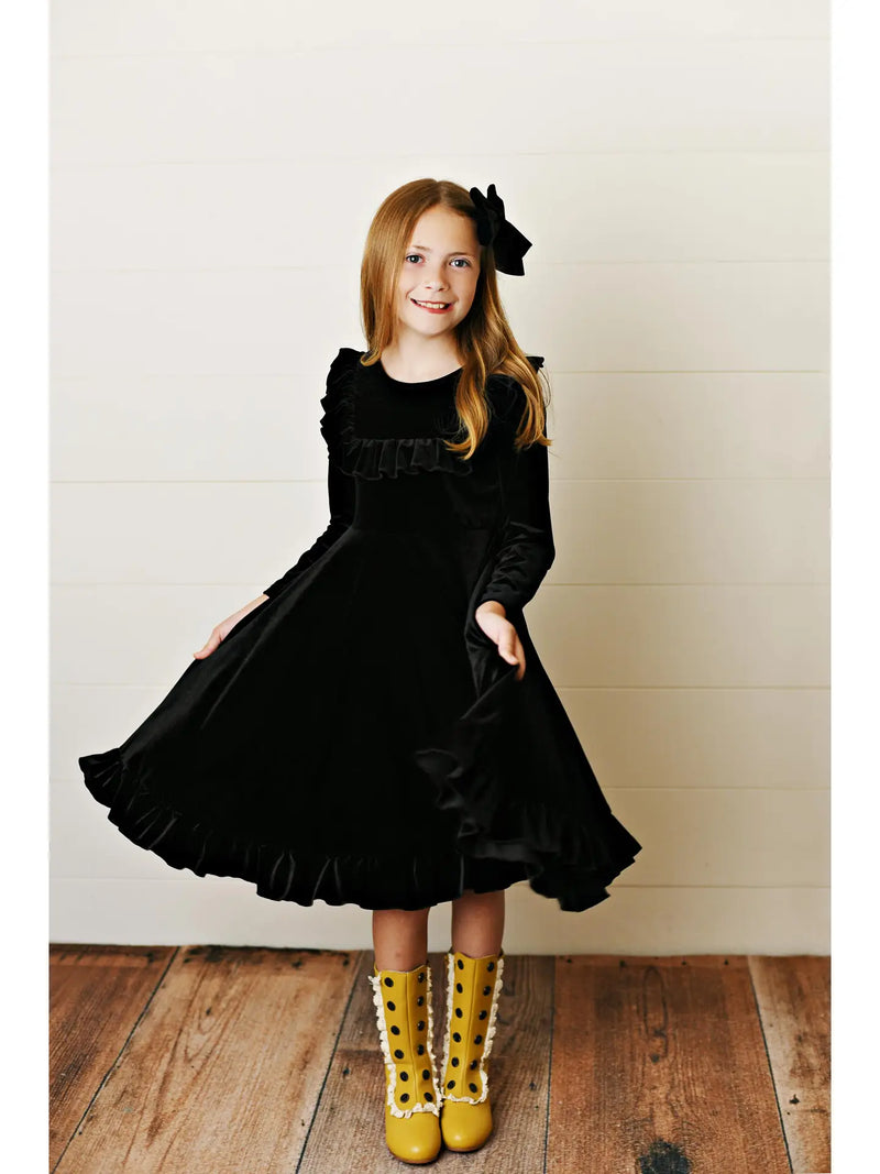 Rockin’ Around the Tree Twirl Dress (black)