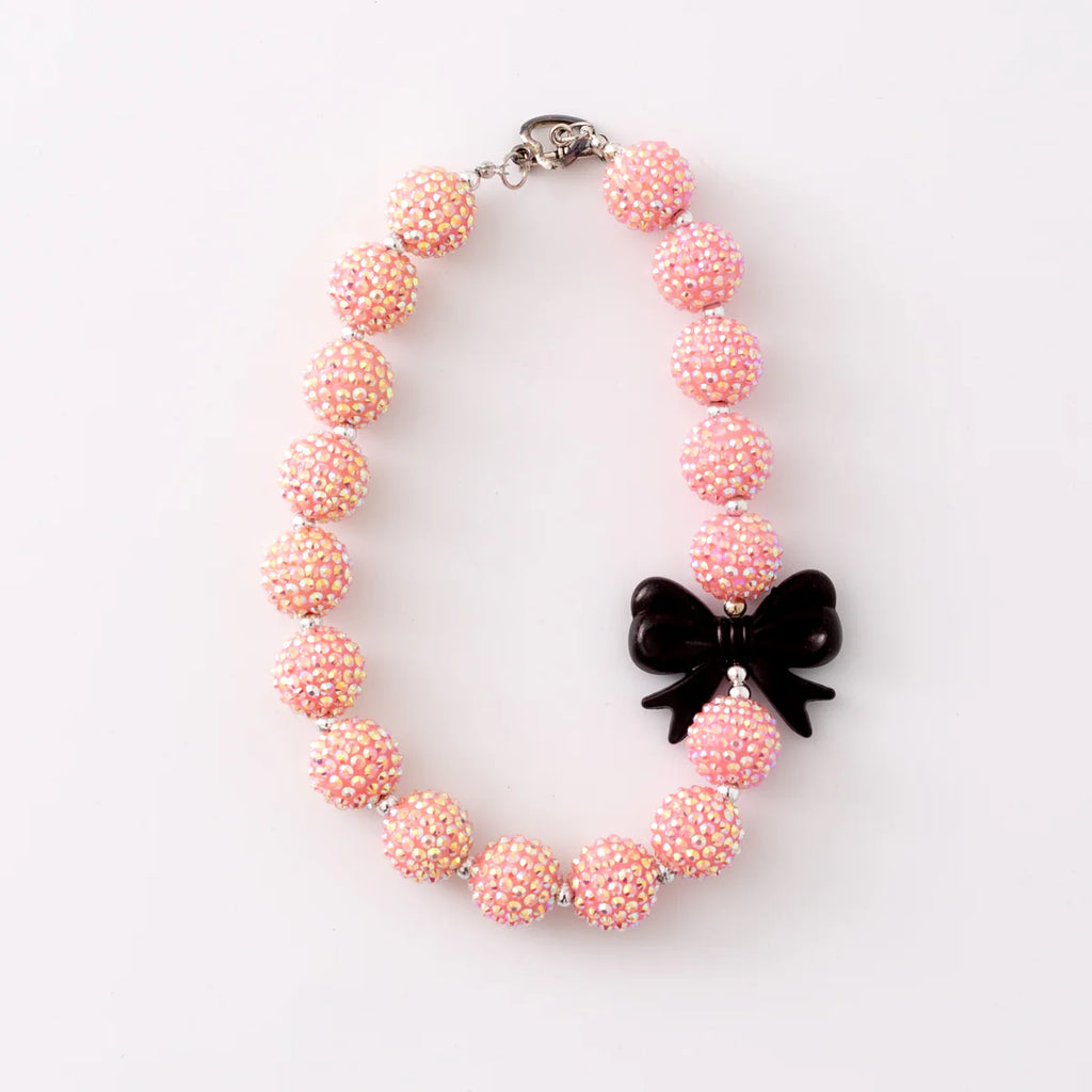 Only the Classics Necklace (pink with black bow)