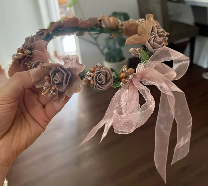 Muted Mocha Flower Crown