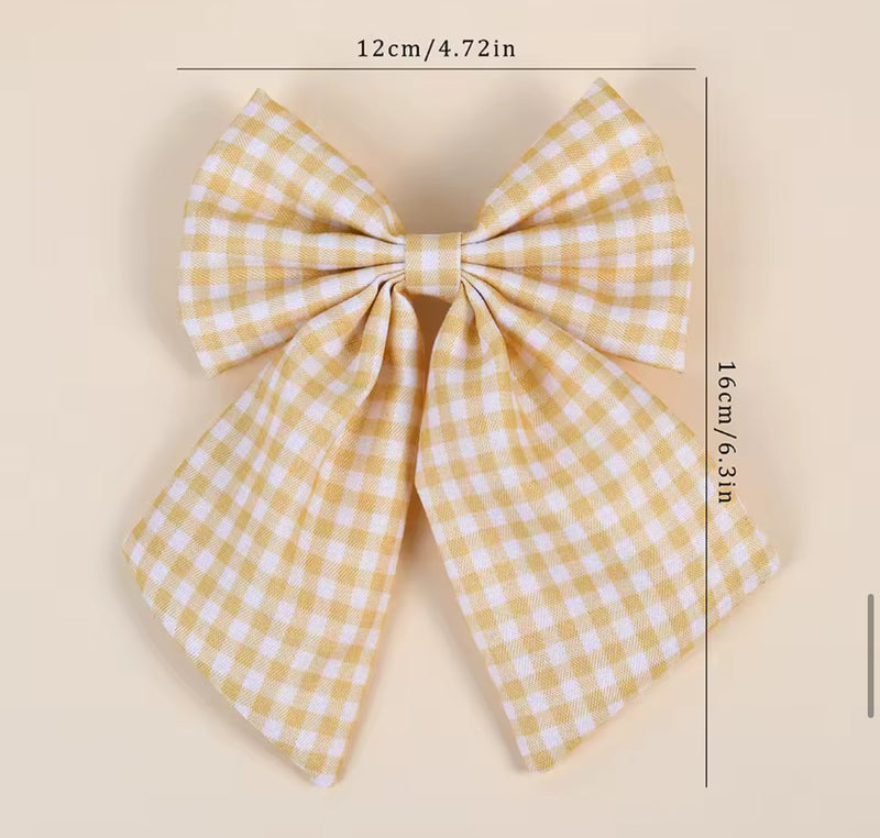 The LRW Hair Accessory Edit (muted yellow gingham bow)