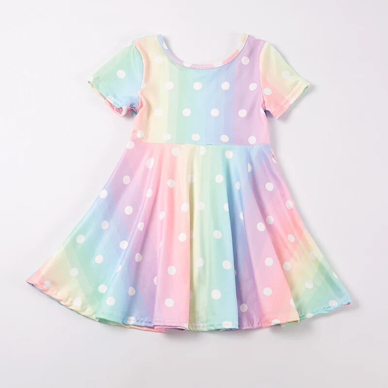 Twirling into Spring Dress (pastel rainbow dot)
