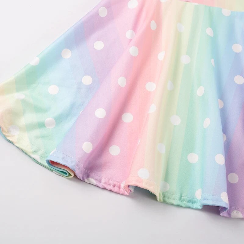 Twirling into Spring Dress (pastel rainbow dot)
