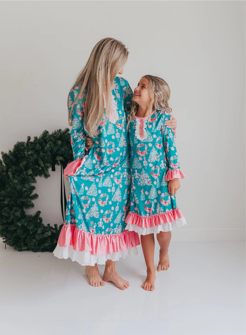 Christmas in July Presale Loungewear Release (teal & pink tree & nutcracker)