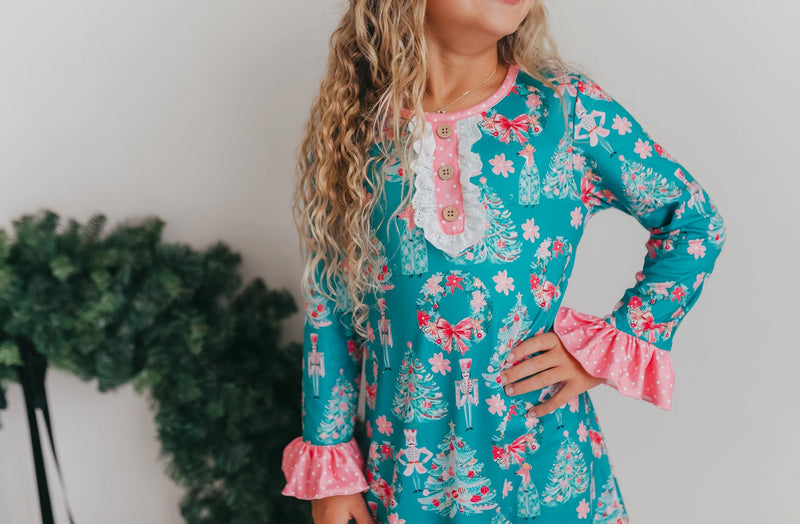 Christmas in July Presale Loungewear Release (teal & pink tree & nutcracker)