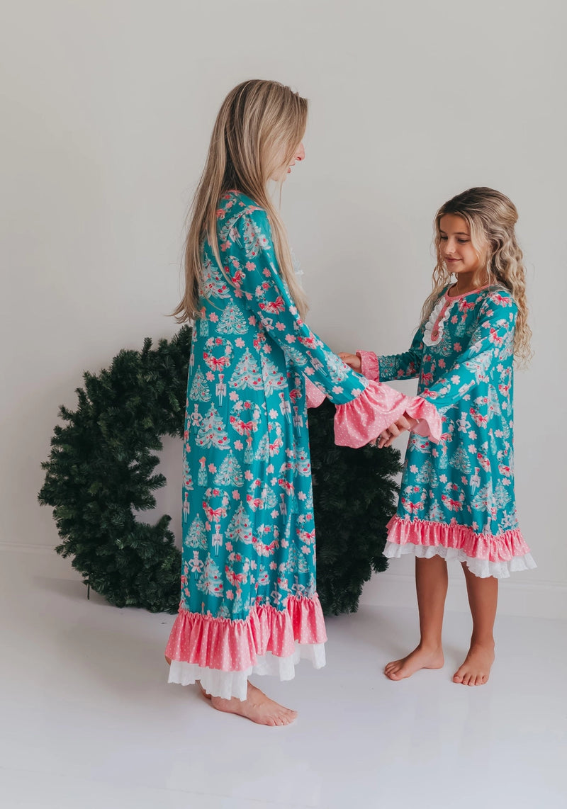 Christmas in July Presale Loungewear Release (teal & pink tree & nutcracker)