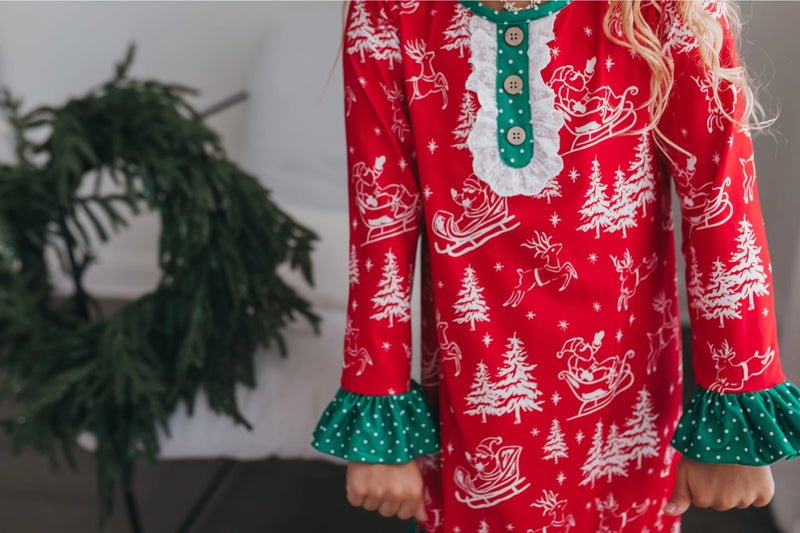 Christmas in July Presale Loungewear Release (red sleighs & trees)