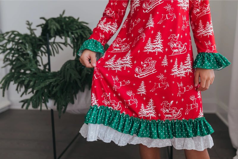 Christmas in July Presale Loungewear Release (red sleighs & trees)