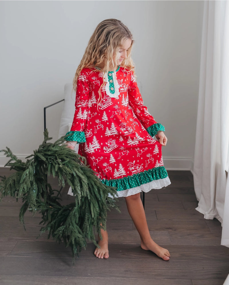 Christmas in July Presale Loungewear Release (red sleighs & trees)