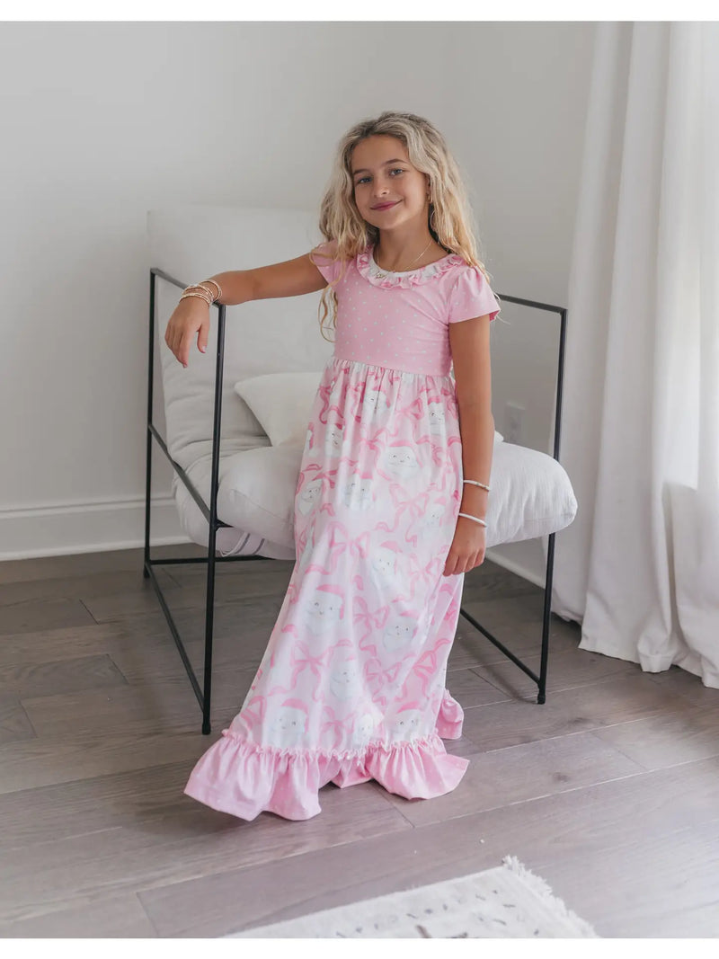 Christmas in July Presale Loungewear Release (pink floor length bows & Santas)