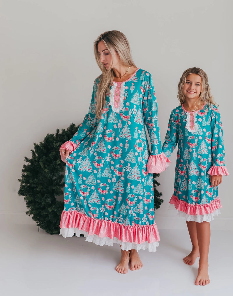 Christmas in July Presale Loungewear Release (teal & pink tree & nutcracker)