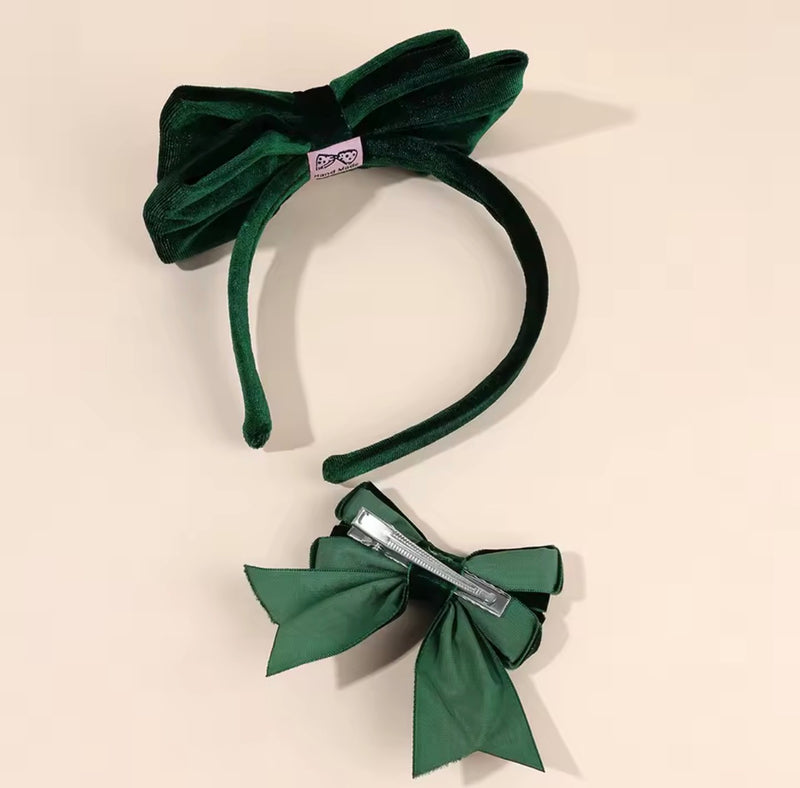 LRW Autumn & Holiday Accessory Edit (Red Velvet Headband and pair of bows Set)