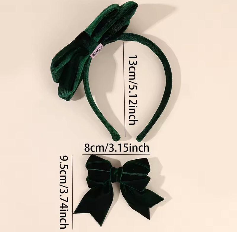 LRW Autumn & Holiday Accessory Edit (Red Velvet Headband and pair of bows Set)