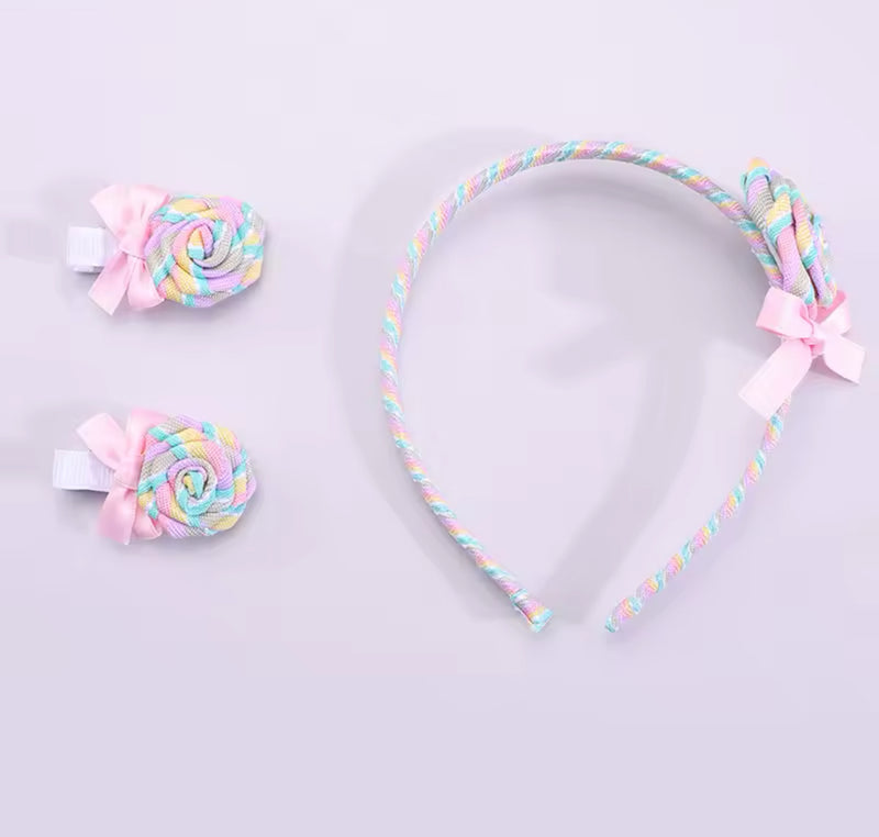 Cotton Candy Carnival Clips & Headband Set