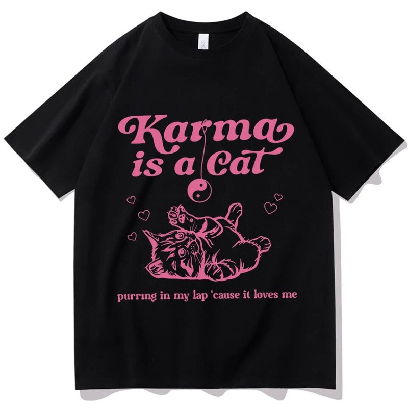 Karma is a Cat Tee (Teen/Adult-black)