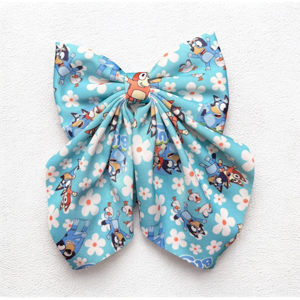 A Heeler Coquette Bow (blue floral)