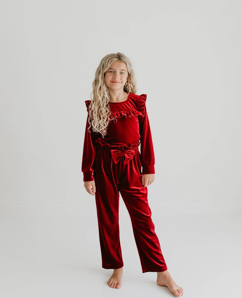 Ruby Red Velvet Pant Set