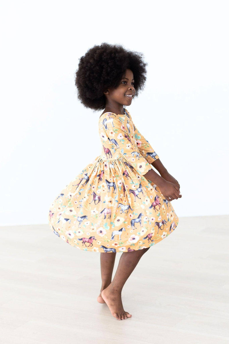 Ponies & Poppies Pocket Twirl Dress
