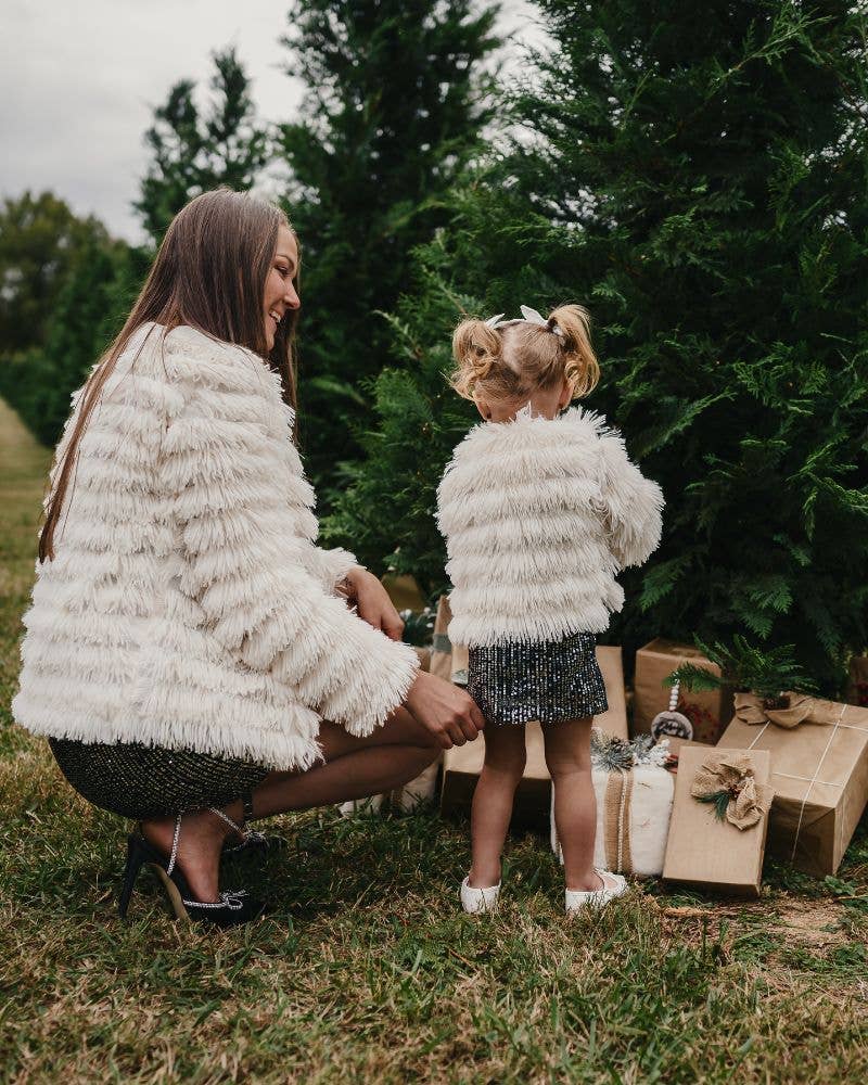 Snow Bunny Faux Shag Layered Jacket - Mama & Me