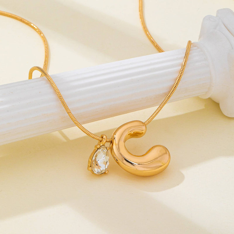 Teardrop & Bubble Initial Charm Necklaces
