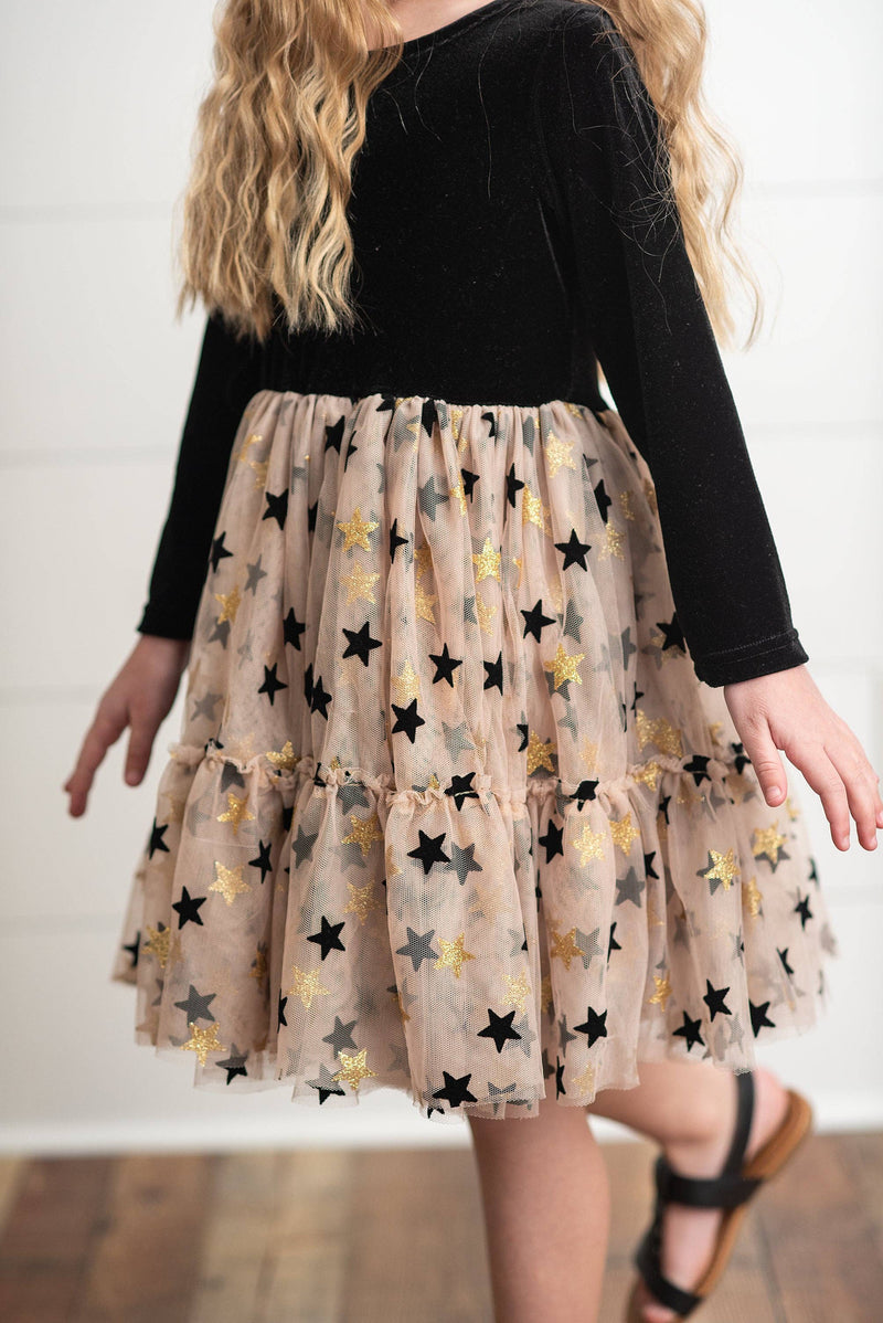 Starry Night Velvet & Tulle Twirl Dress