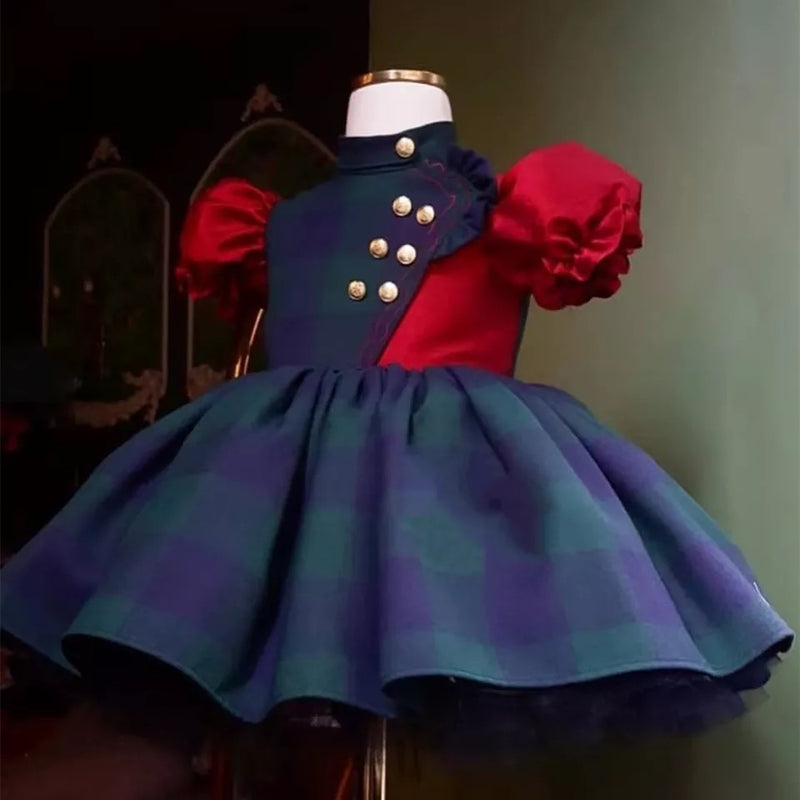 The Mouse King Dress (green/blue tartan)